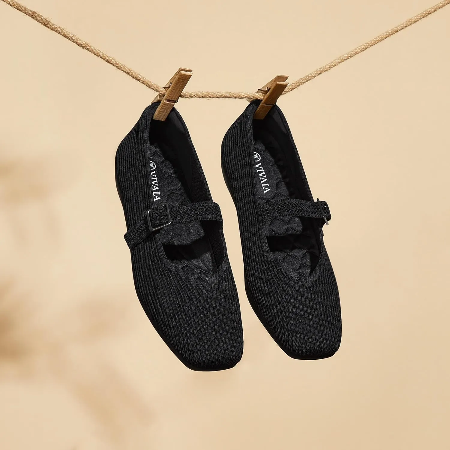 VIVAIA Margot Walker Mary Jane Women Flat Shoes Slip on Square-Toe Washable Shoes Comfortable for Work with Arch Support