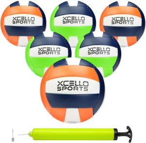 Volleyball Assorted Graphics with Pump Navy/Green/White, Navy/Orange/White (Pack of 6)