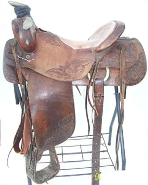 Wade Tree A Fork Work Horse Saddles Ranch Roping Roper Handmade Premium Leather Western Equestrian Trail Tack Saddle for Horse Riding Size: 10-18 inches Seat Available WOR391