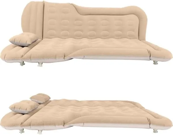 Wakeman Outdoors Inflatable Mattress - Car Air Mattress for SUV or Tent with Aux Outlet Pump and 2 Inflatable Pillows - Car Camping Gear (Beige)