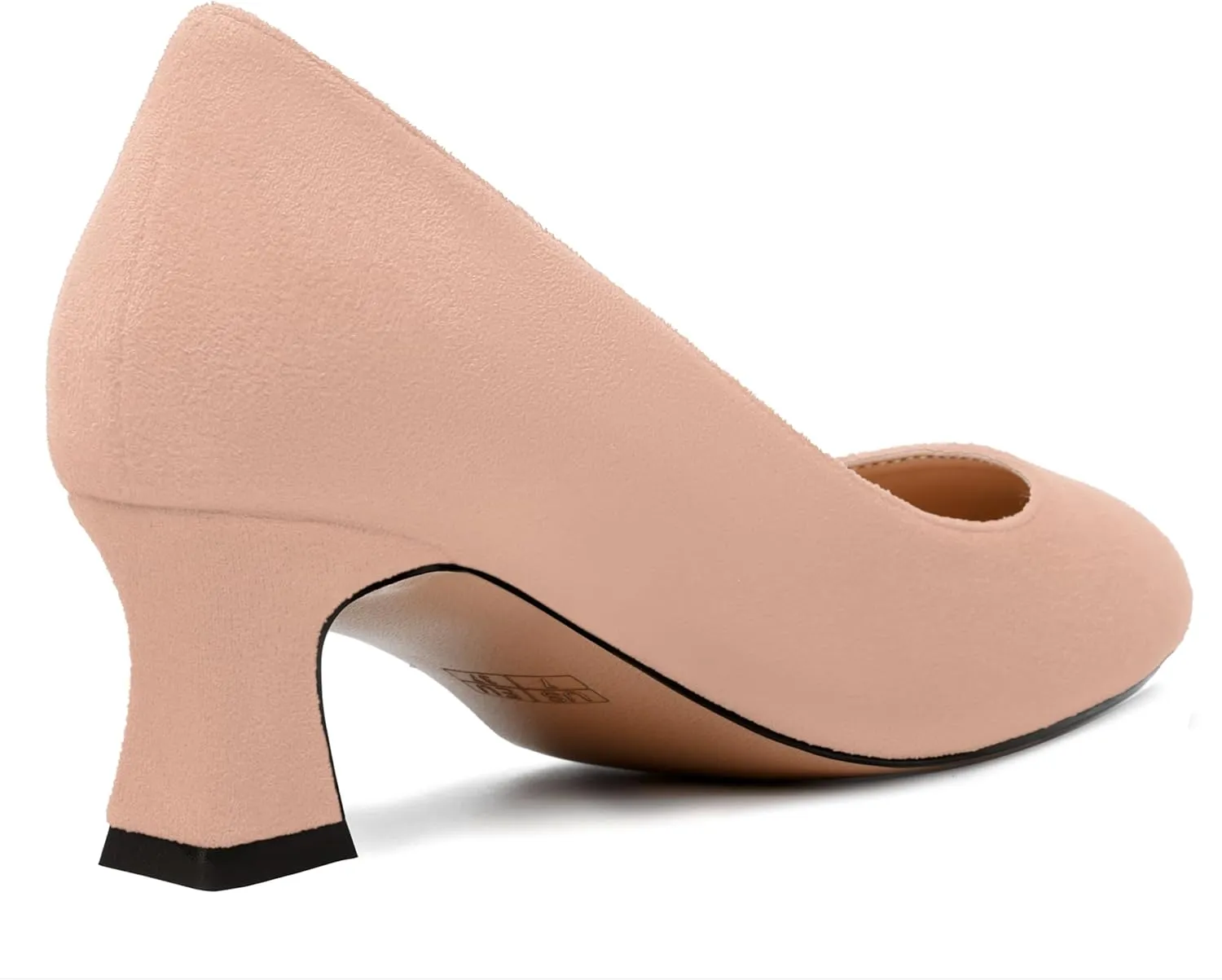 WAYDERNS Womens Dress Suede Dating Round Toe Slip On Solid Kitten Low Heel Pumps Shoes 2 Inch