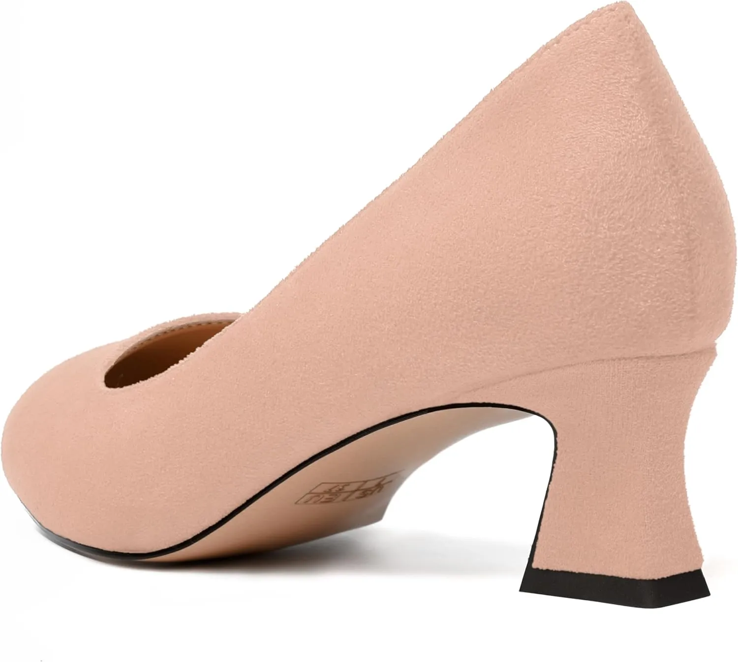 WAYDERNS Womens Dress Suede Dating Round Toe Slip On Solid Kitten Low Heel Pumps Shoes 2 Inch