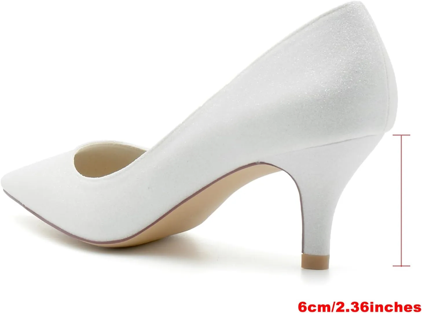 Wedding Shoes for Bridesmaids Sequins Bridal Wedding Party Pump 2.36'' Low Heel Pump Shoes Mid Kitten Heels Closed Pointy Toe
