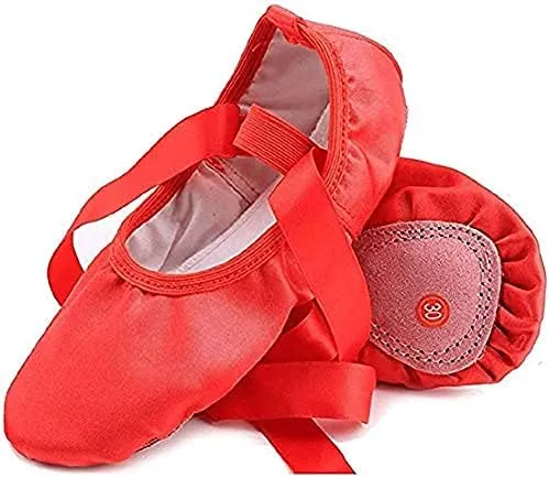 WENDYWU Girls Ballet Dance Shoes Purple Flat Slipper with Ribbon