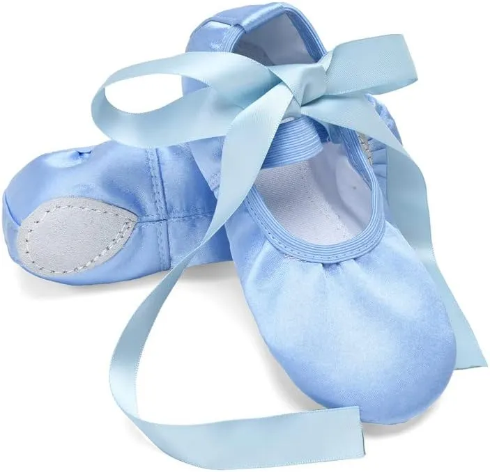 WENDYWU Girls Ballet Dance Shoes Purple Flat Slipper with Ribbon