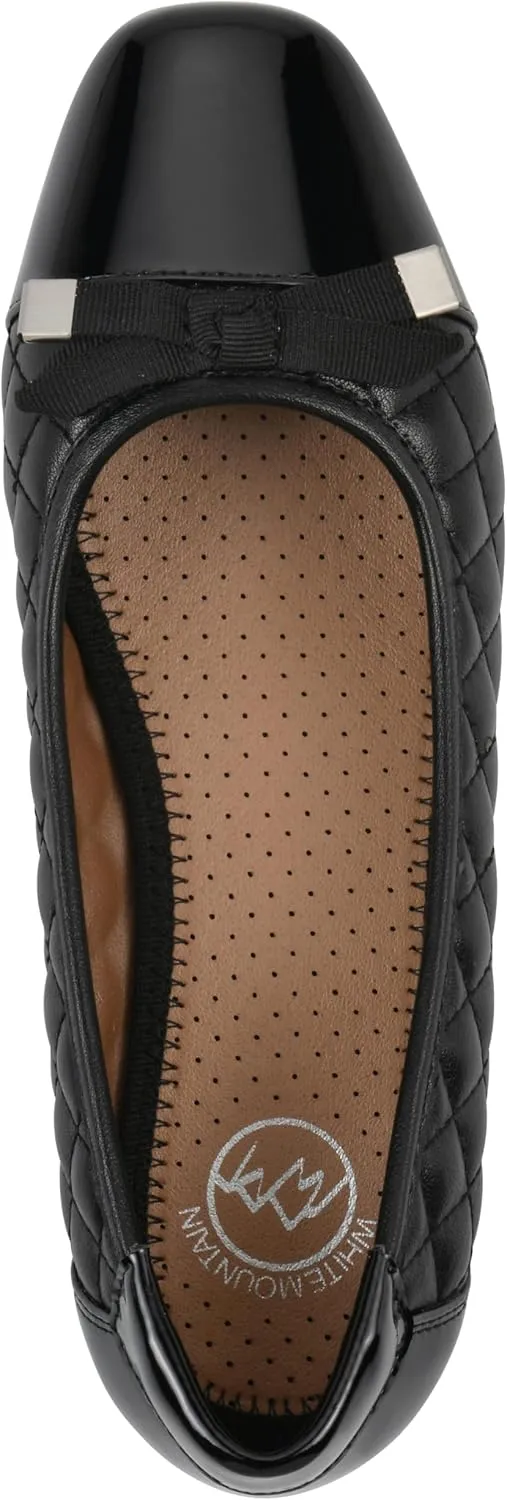 WHITE MOUNTAIN Women's Bocah Diamond Quilted Cap Toe Ballet Flat