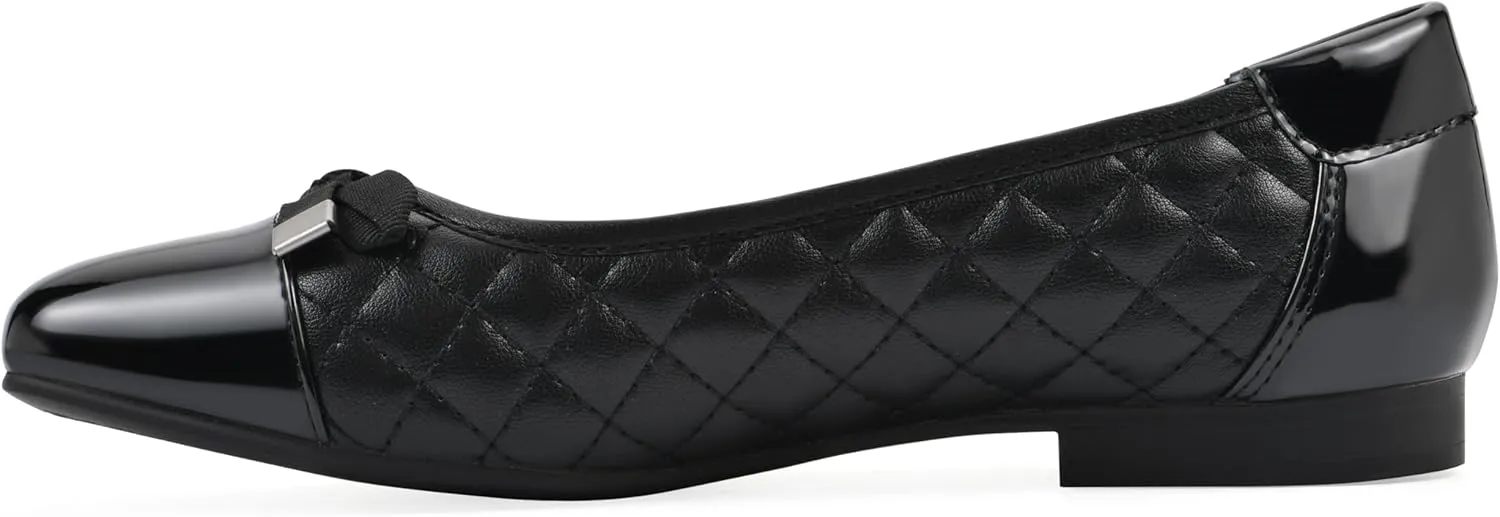 WHITE MOUNTAIN Women's Bocah Diamond Quilted Cap Toe Ballet Flat