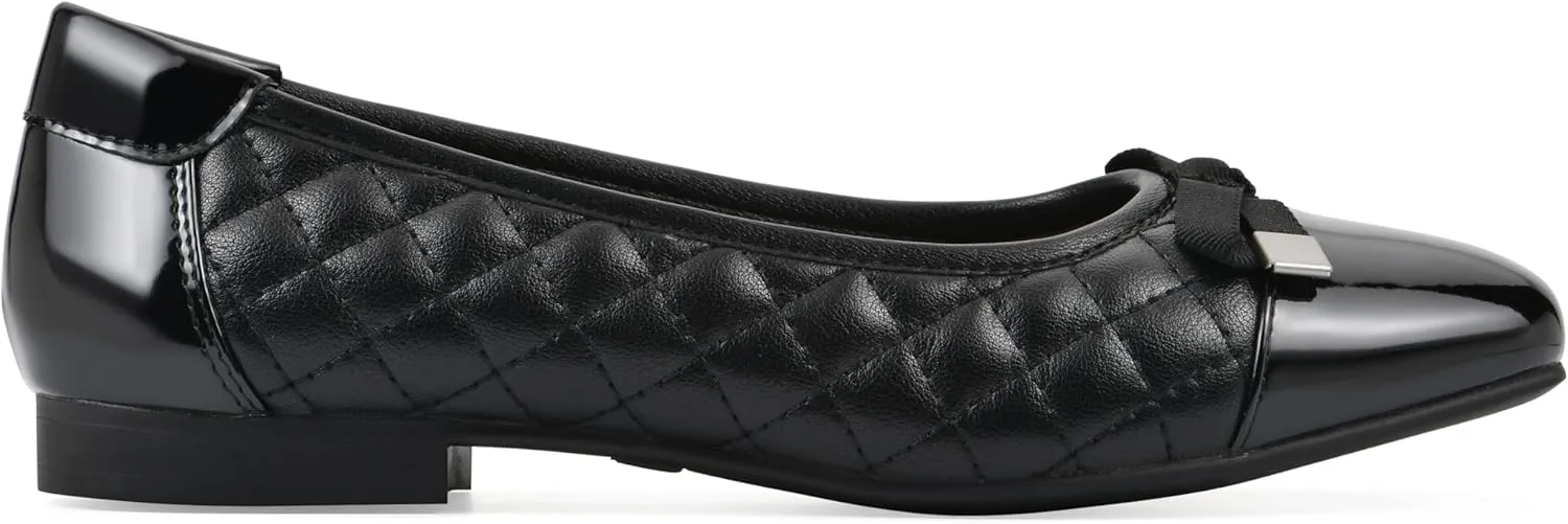 WHITE MOUNTAIN Women's Bocah Diamond Quilted Cap Toe Ballet Flat