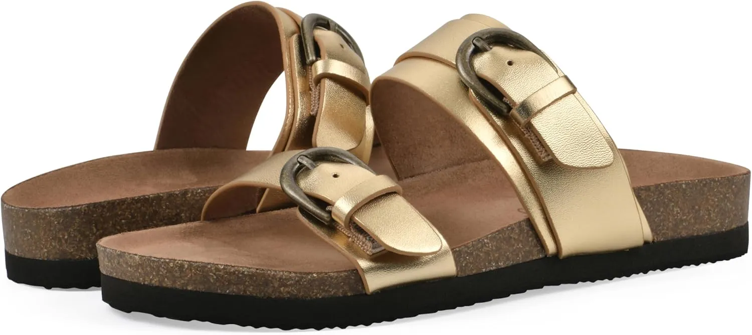 WHITE MOUNTAIN Women's Hardball Double-Buckle Signature Comfort-Molded Footbed Sandal