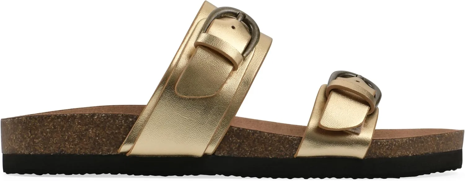 WHITE MOUNTAIN Women's Hardball Double-Buckle Signature Comfort-Molded Footbed Sandal