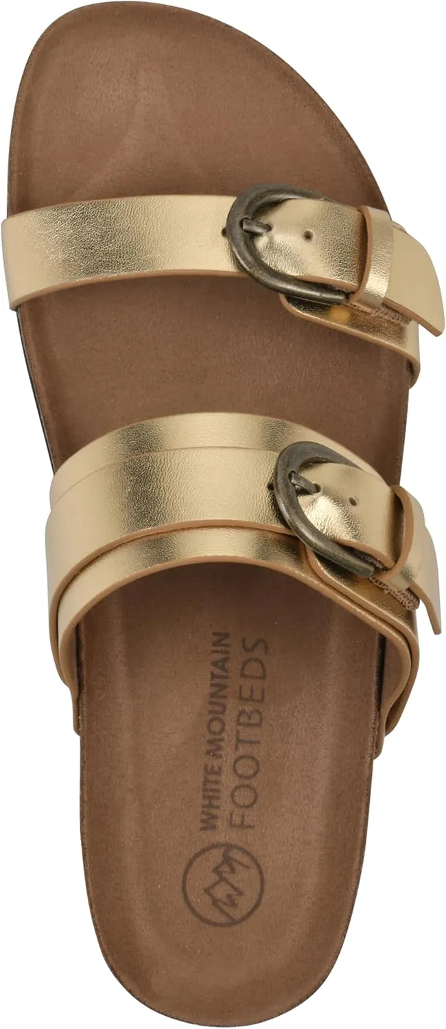 WHITE MOUNTAIN Women's Hardball Double-Buckle Signature Comfort-Molded Footbed Sandal
