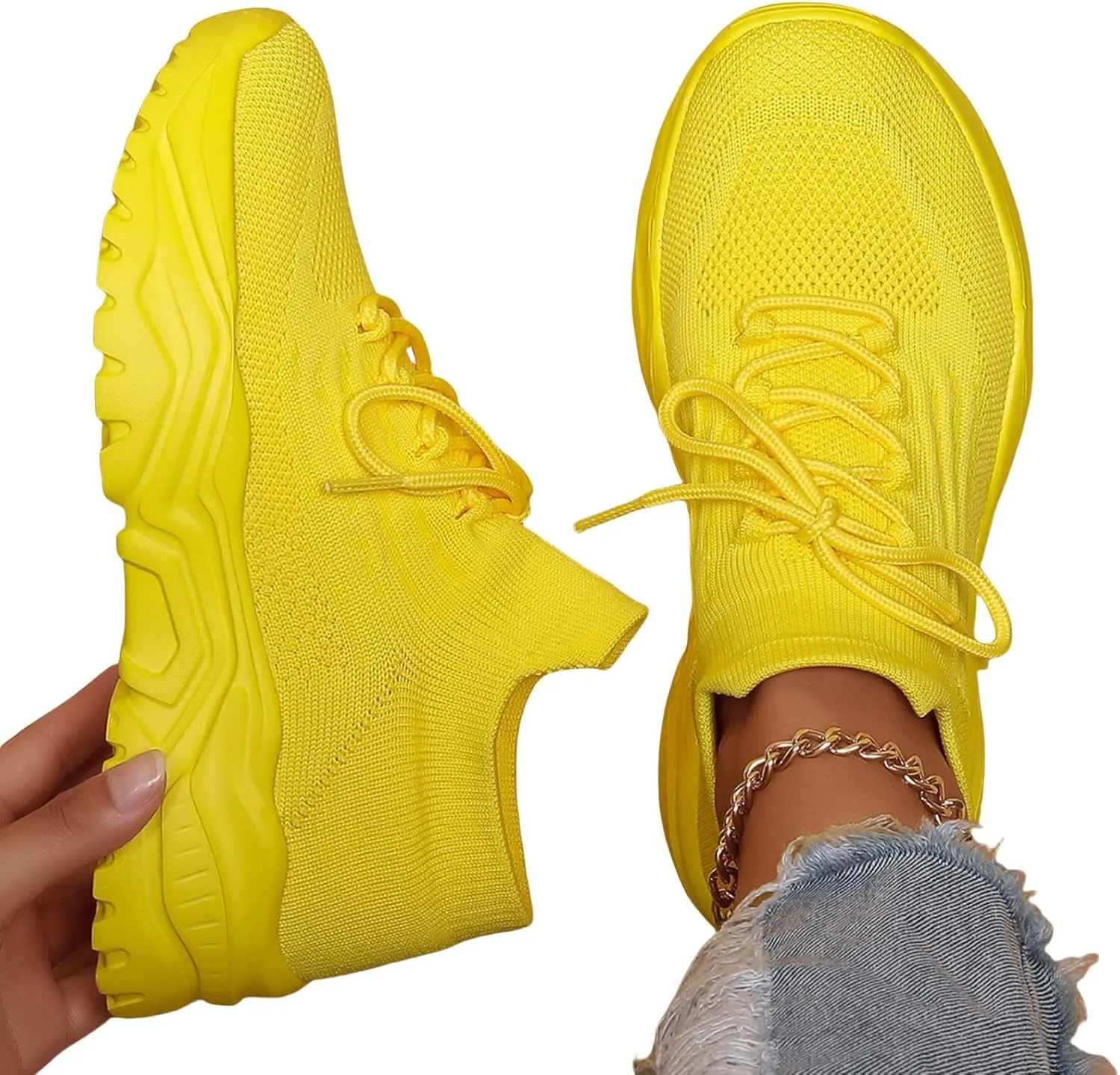 Wide Toe Box Sneakers Women Fashion Platform Chunky Sneakers Loafers Comfortable Breathable Wedge Walking Sport Casual Shoes Mesh Slip On Walking Shoes