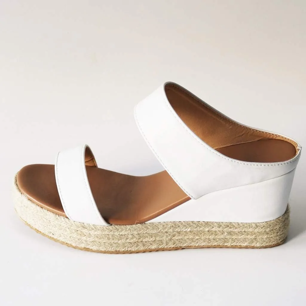 Wide Width Espadrilles Slide Sandals for Women Summer Peep Toe Orthopedic Low Wedge Heel Slip On Sandal Ladies Arch Support Two Strap Cushion Footbed Comfy Shoes Casual Shoe for Outdoor Indoor
