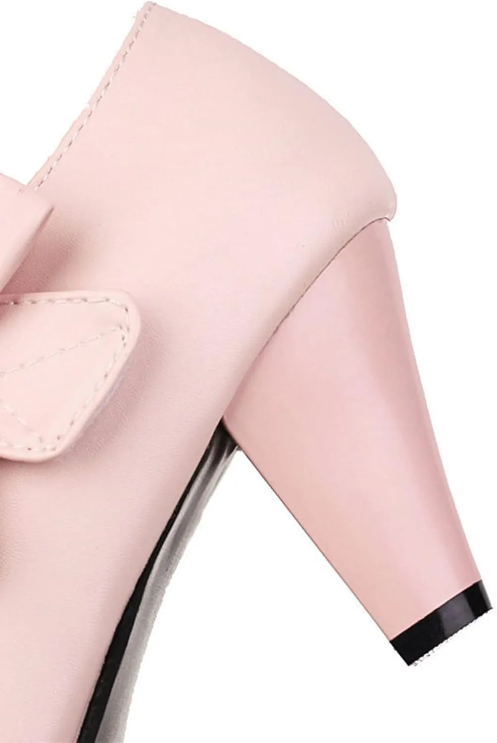 Women High Heel Mary Jane Dress Shoes Double Ankle Strap Sweet Bows Fashion Round Toe Uniform Pumps