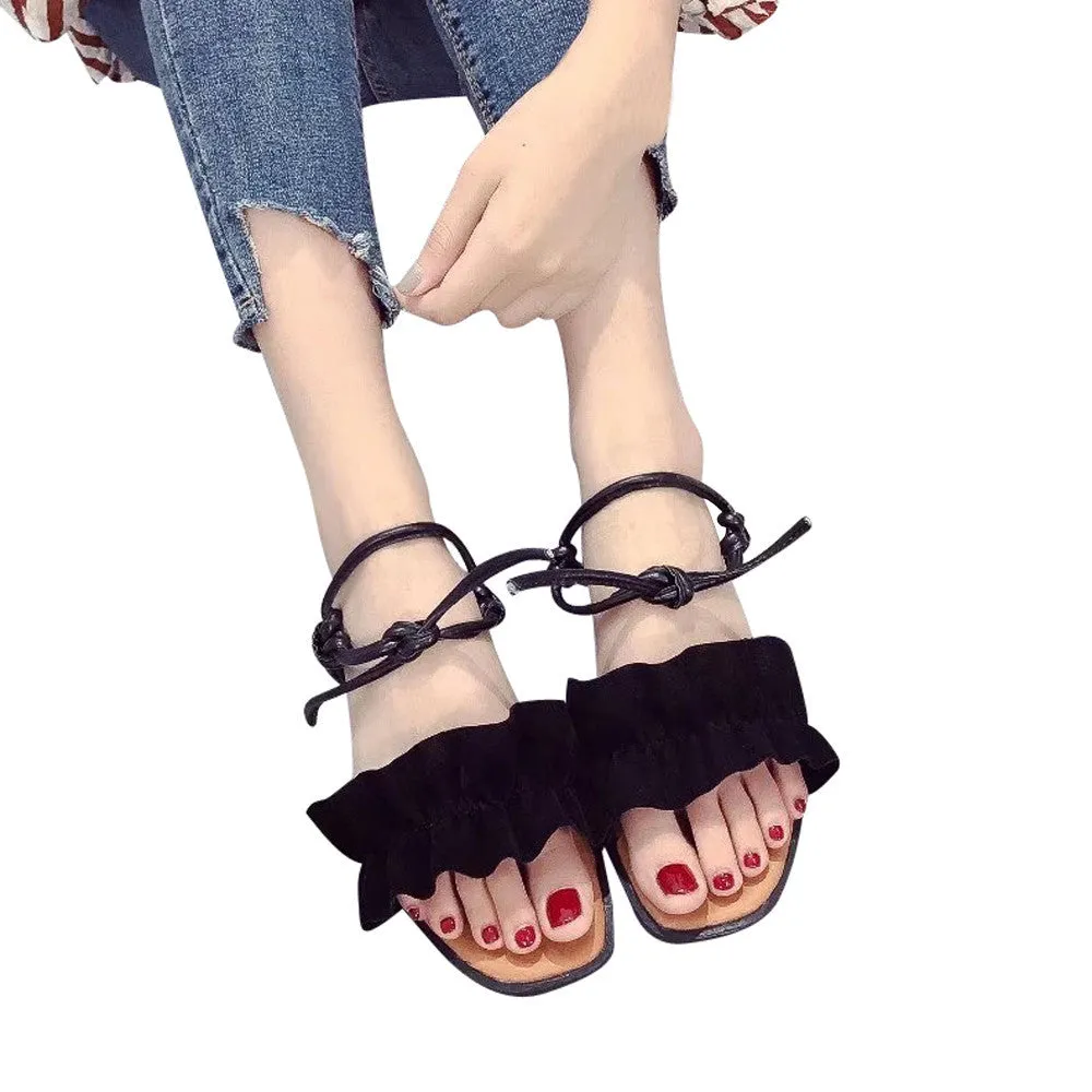 Women Square Toe Flat Sandals