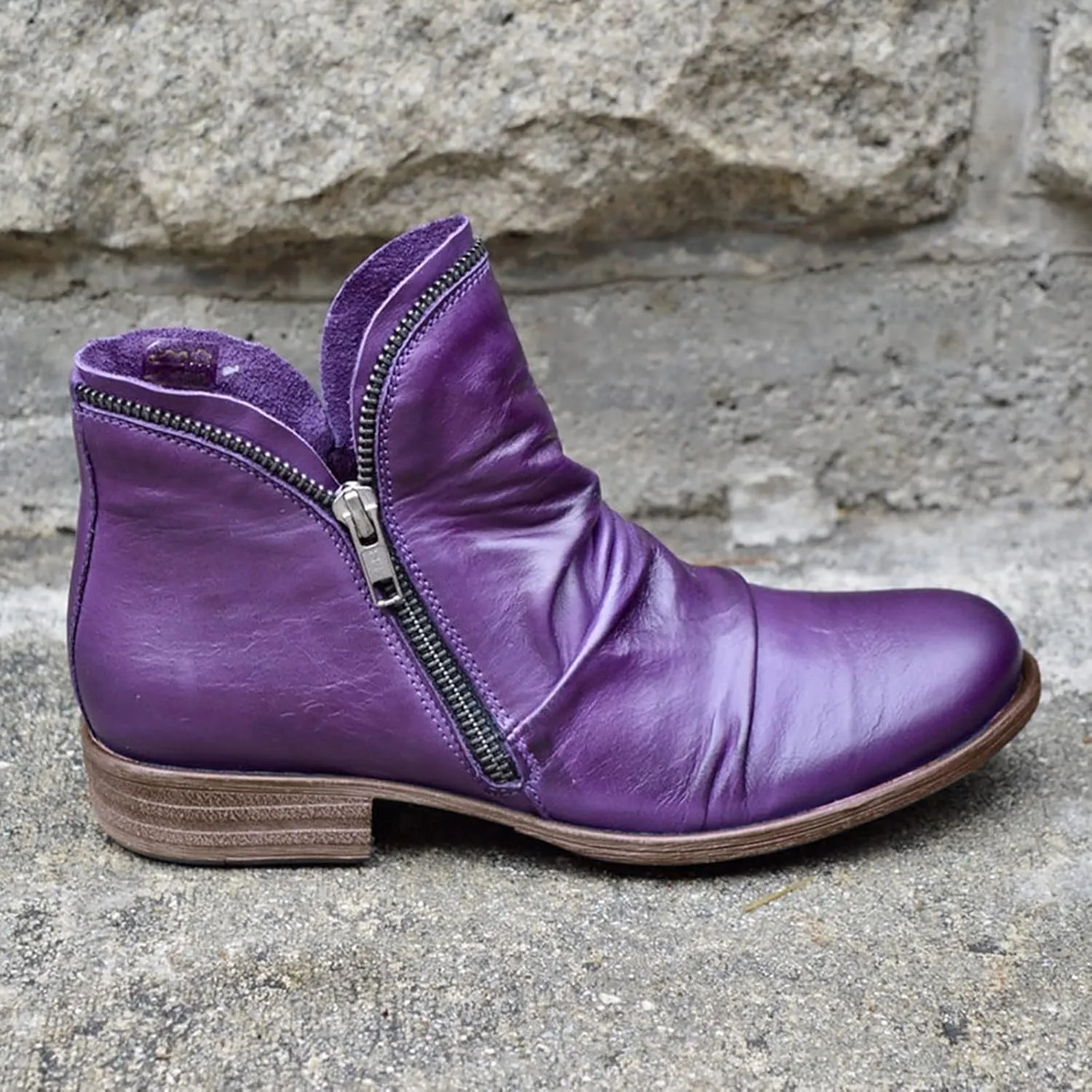 Women's Ankle Boots Booties, Boots for Women Ankle Leather Casual Low Heel Side Zipper Short Booties Walking Shoes