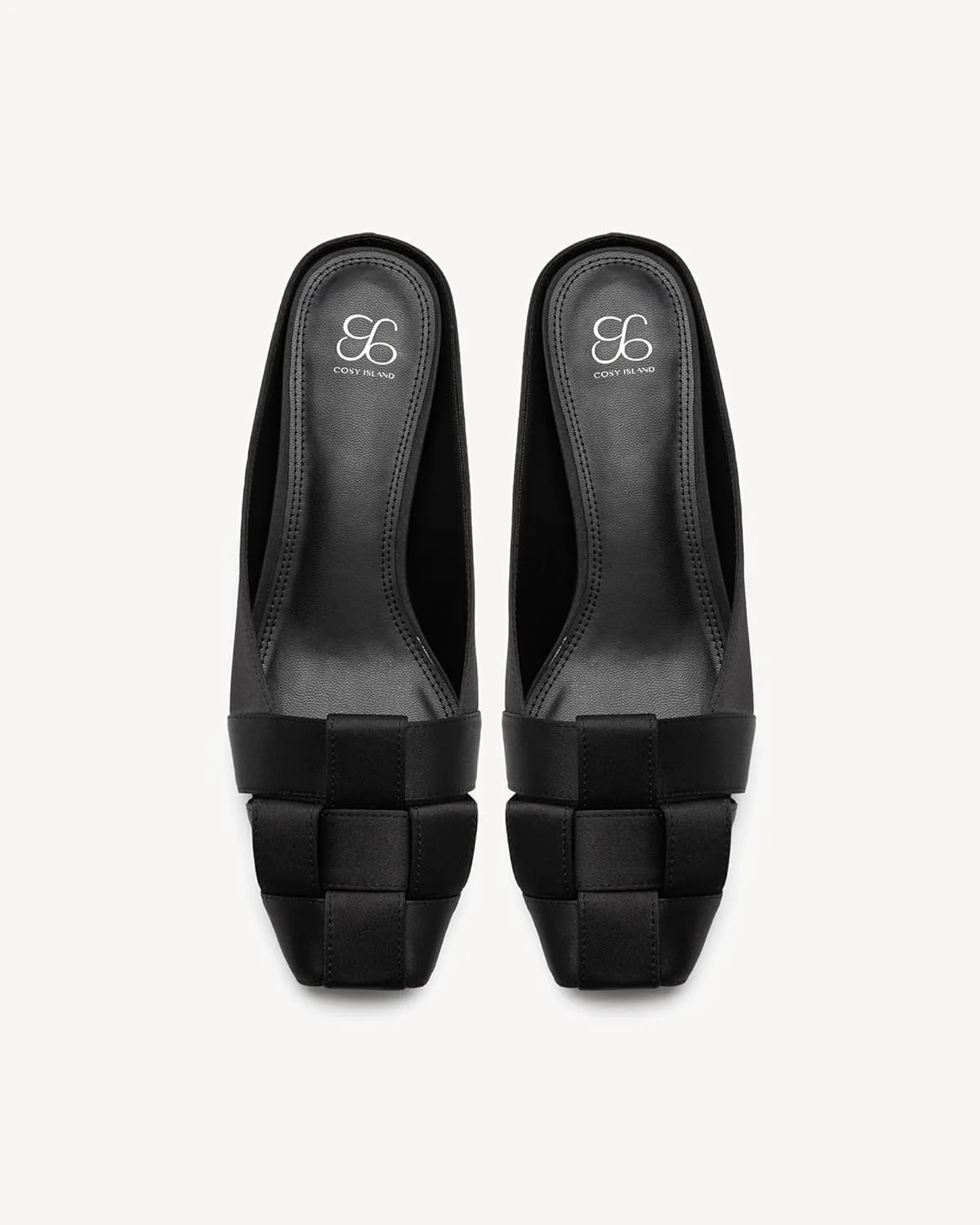 Women's Cosy Kitten Heel Mule Sandals - Breathable Woven Peep Toe Low Heel Dress Shoes for Wedding, Office, Casual Outfits