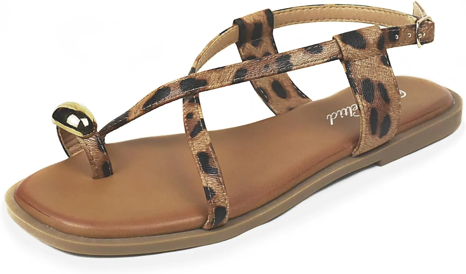 Women's Cross Strappy Flat Sandals Ring Buckle Ankle Boho Wedding Dressy Sandals
