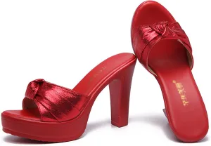 Women's Fish Mouth Platform Chunky High Heel Mule Sandals Comfortable Lightweight Slip On Open Toe Wedge Slide Sandals Fashion Dress Sandals for Formal Evening Party Wedding