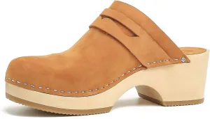 Women's Handmade Wooden Clog Mule 2.3" Open Back Leather Clogs Classic Clogs Mule for Long-Lasting Wear（Brown 11）