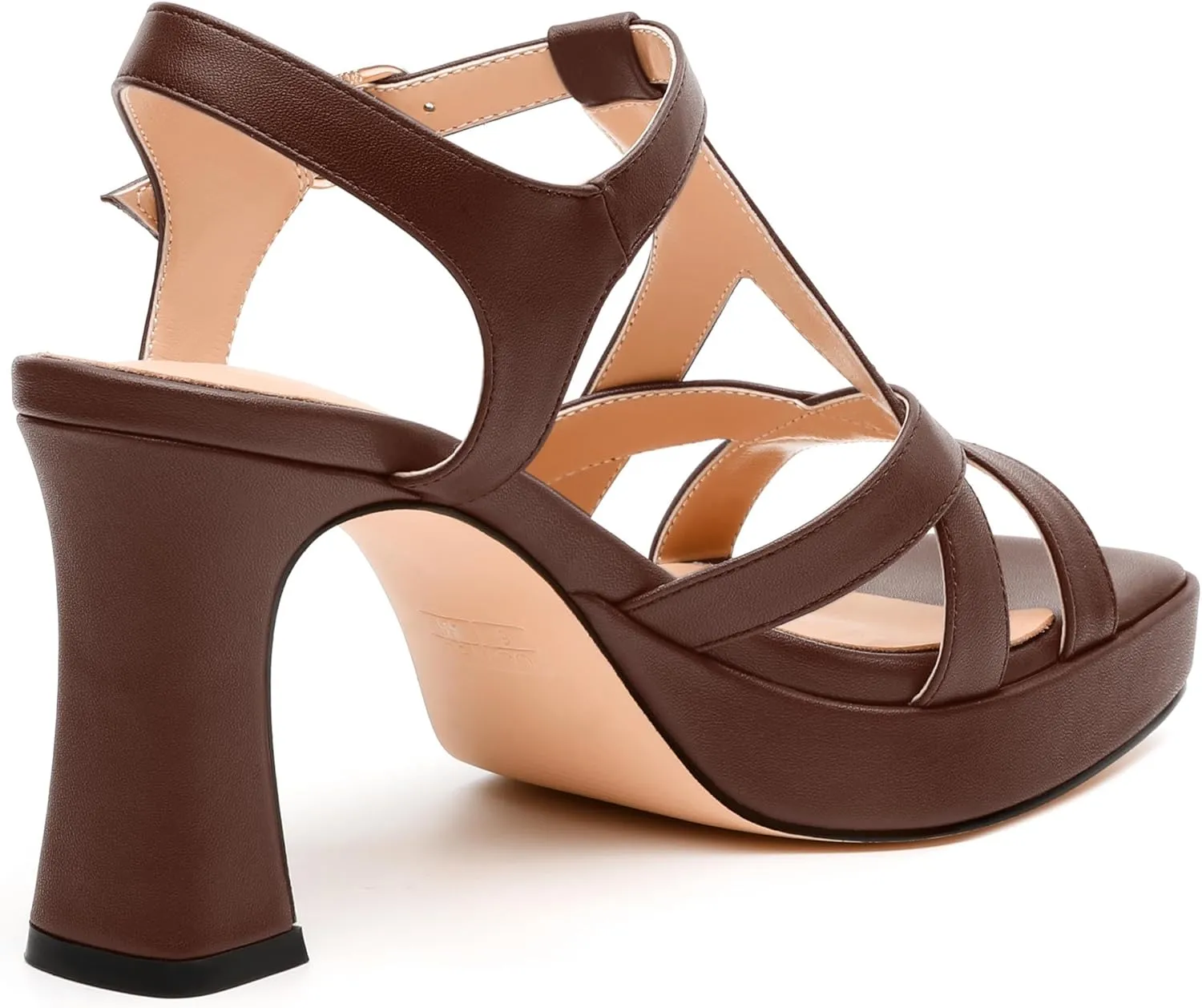 Womens Heeled Sandals, Square Open Toe Small Chunky Heel Platform Sandals for Women, Leather Insole T-strap Daily Comfort Dressy Sandals 3.3"