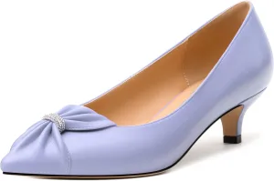 Womens Kitten Heel Pumps, Pointed Toe Dress Pumps for Women, Daily Pumps Shoes with Bow Tie