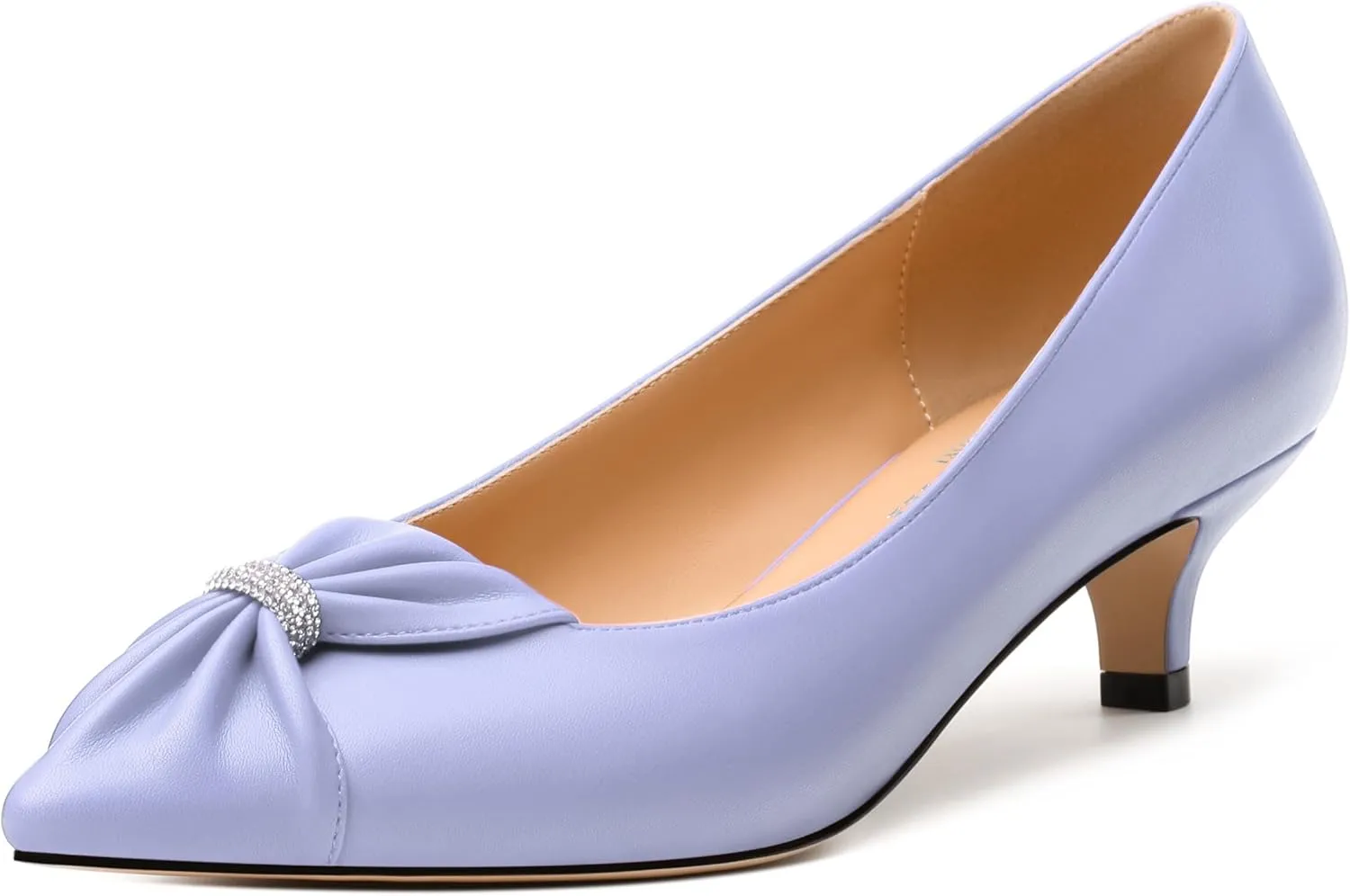 Womens Kitten Heel Pumps, Pointed Toe Dress Pumps for Women, Daily Pumps Shoes with Bow Tie