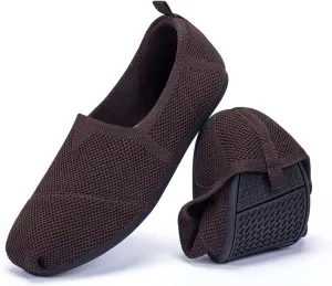 Women's Knit Flat Shoes,Classic Casual Washable Shoes,Comfortable Walking Slip-On Ballerina Square Toe Shoes for Women