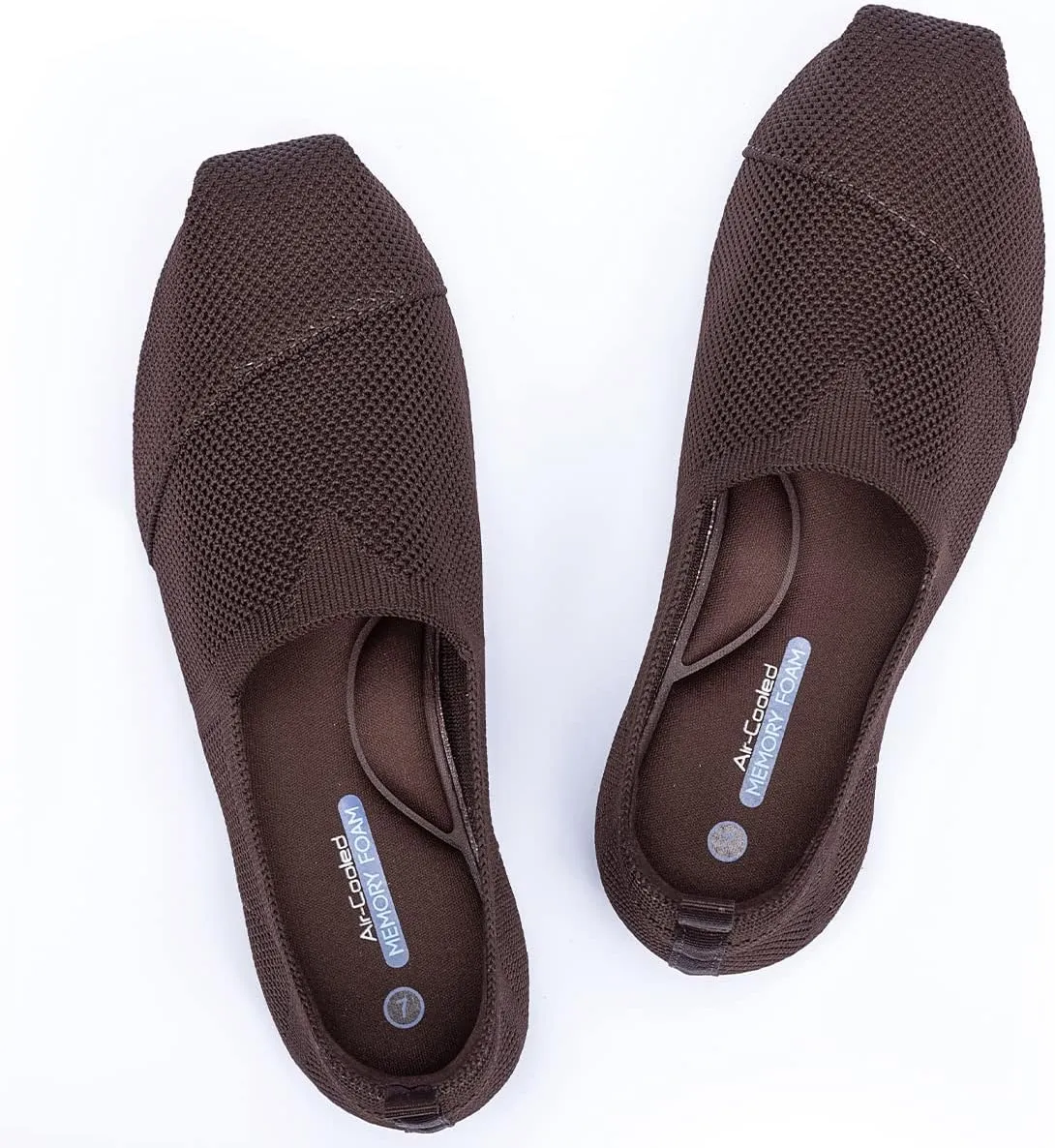 Women's Knit Flat Shoes,Classic Casual Washable Shoes,Comfortable Walking Slip-On Ballerina Square Toe Shoes for Women