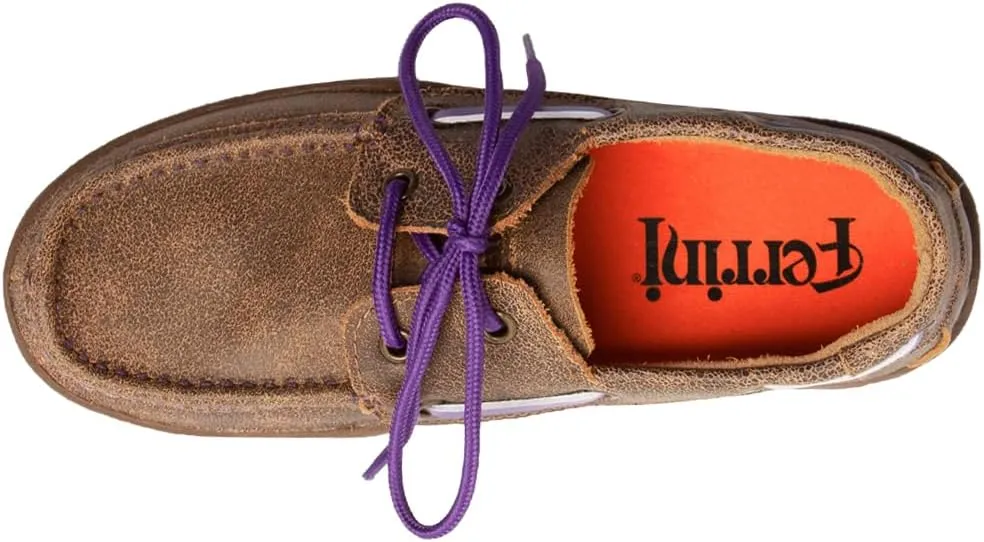 Womens Leather Boat Flats Casual - Brown