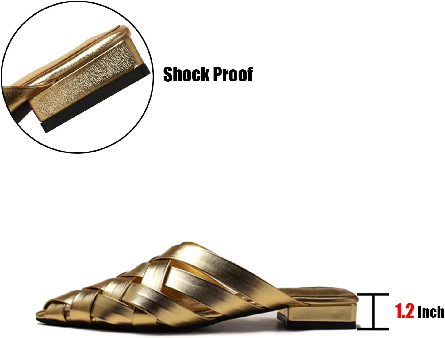 Women's Leather Braided Chunky Low Heel Backless Caged Slippers Sandals Vogue Hollow Point Close Toe Block Heel Slingback Slip-On Mule Slides For Leisure Walking Shopping Daily