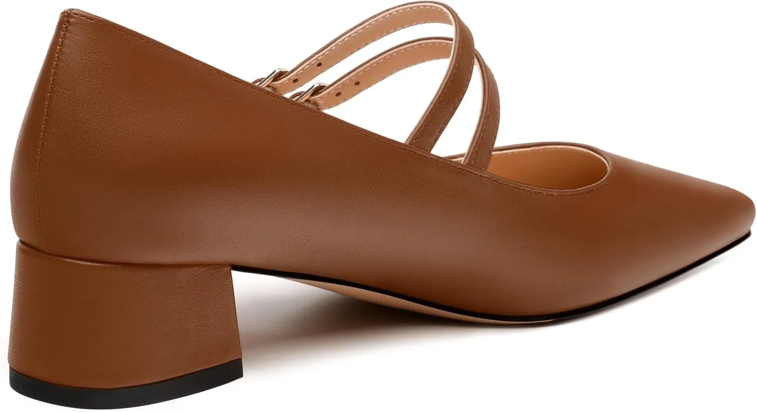 Womens Mary Jane Pumps, Small Square Toe Low Chunky Heel Pump Shoes for Women, Comfort Mary Jane Daily Pumps with Two Straps 1.3"