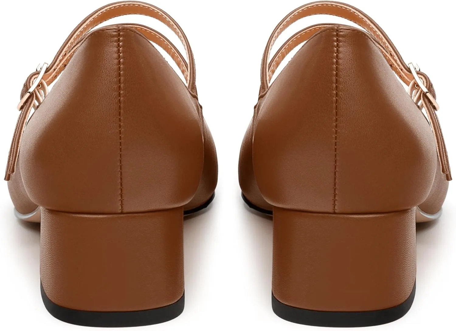 Womens Mary Jane Pumps, Small Square Toe Low Chunky Heel Pump Shoes for Women, Comfort Mary Jane Daily Pumps with Two Straps 1.3"