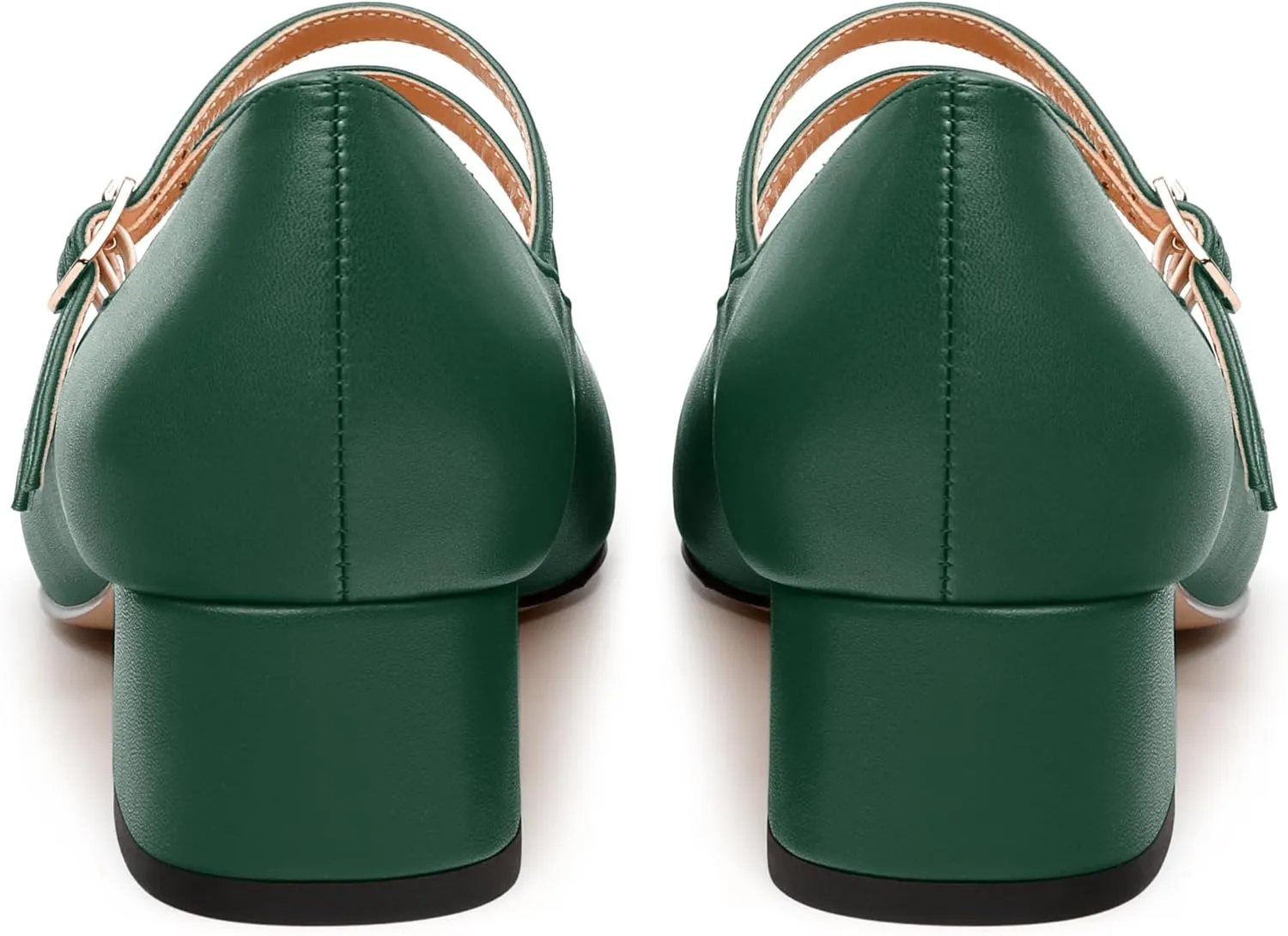 Womens Mary Jane Pumps, Small Square Toe Low Chunky Heel Pump Shoes for Women, Comfort Mary Jane Daily Pumps with Two Straps 1.3"