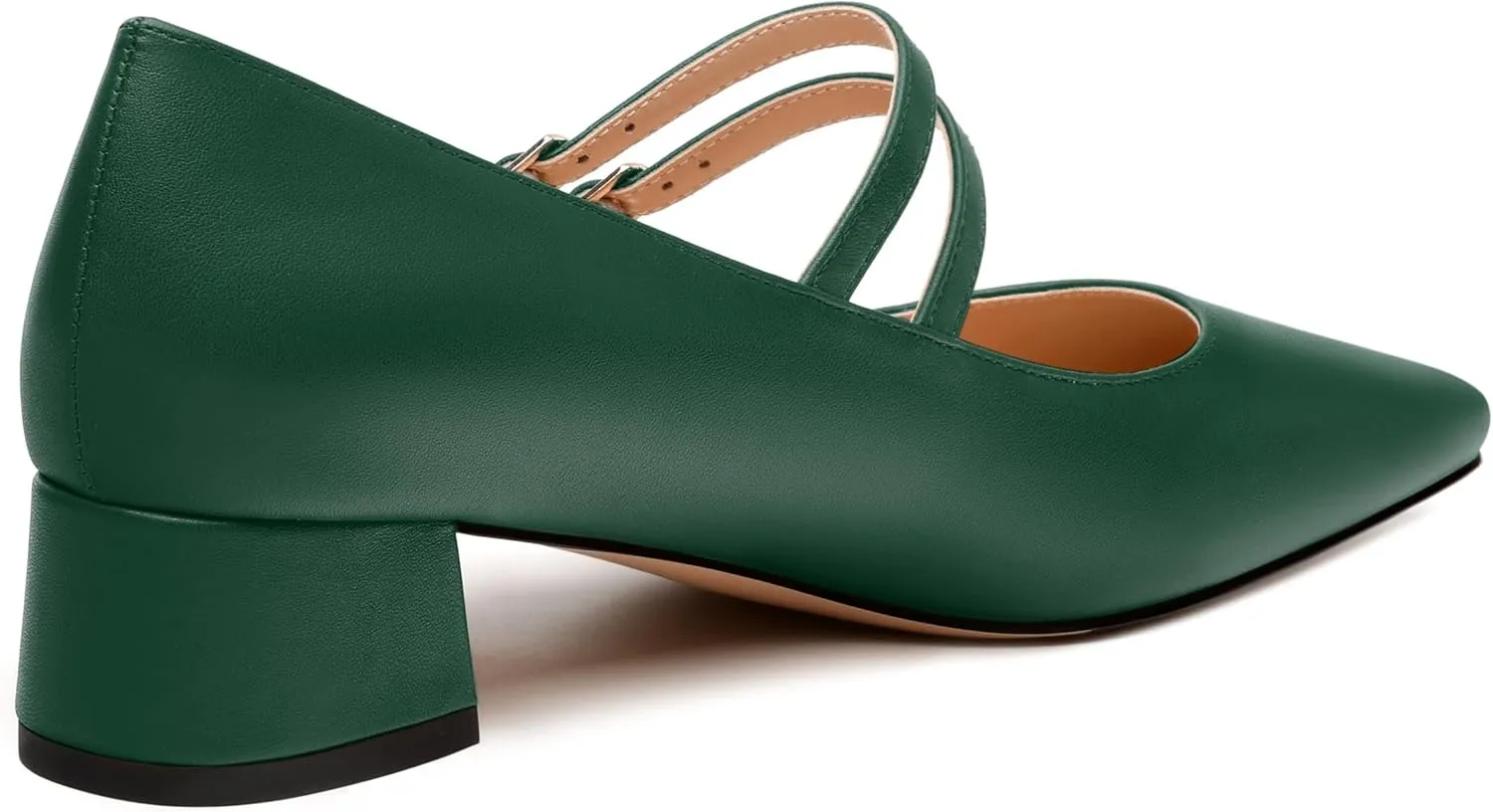 Womens Mary Jane Pumps, Small Square Toe Low Chunky Heel Pump Shoes for Women, Comfort Mary Jane Daily Pumps with Two Straps 1.3"