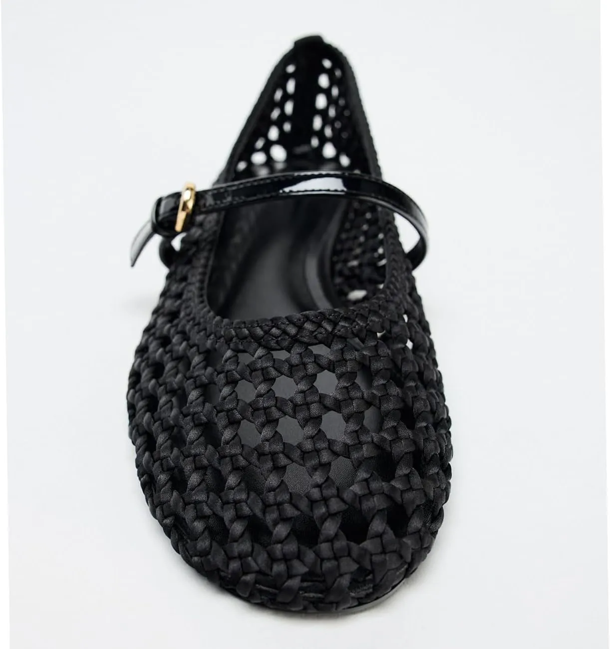 Women's Mesh Ballet Flats Fishnet Ballerina Flats Wide Width Woven Mary Jane