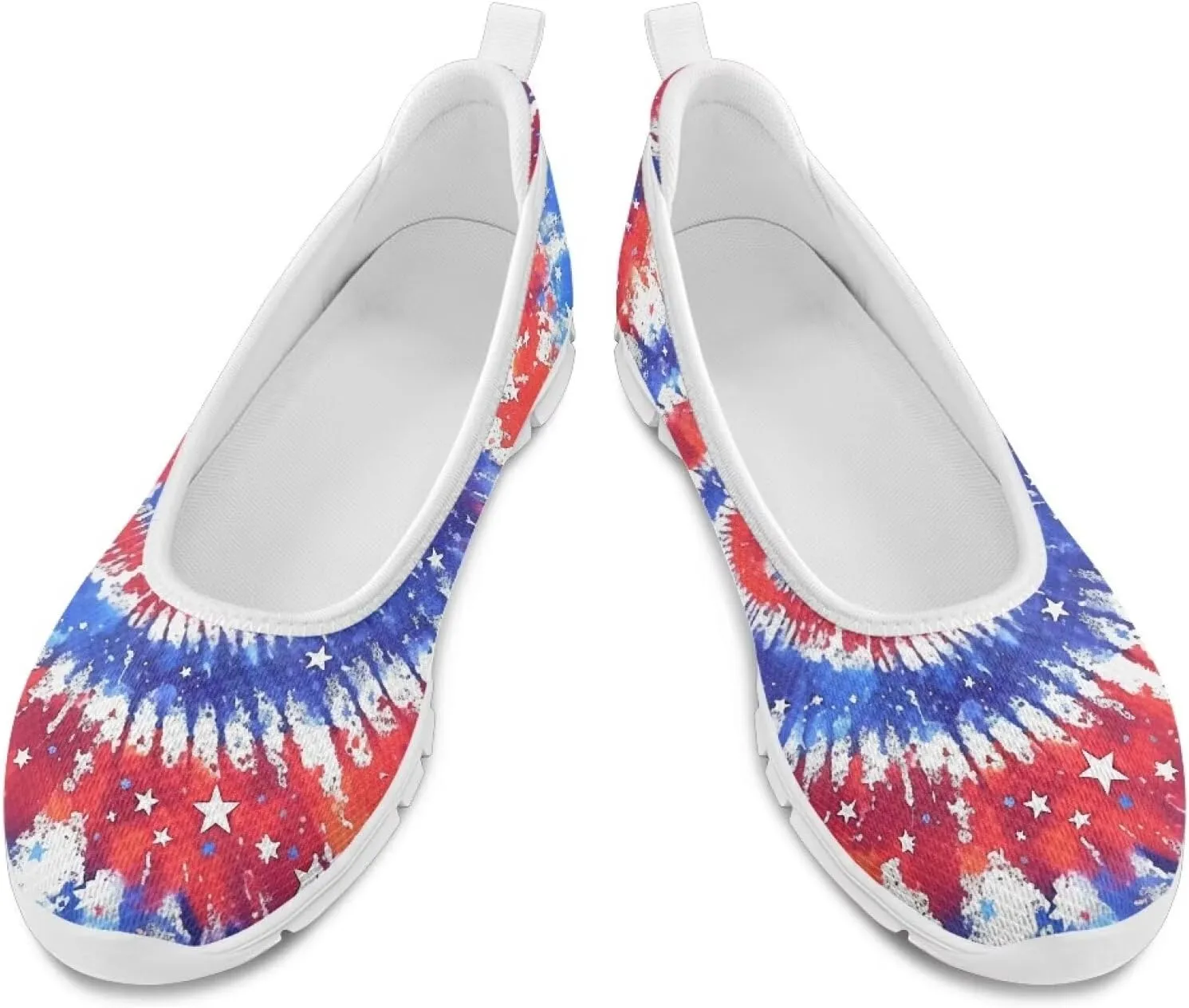 Women's Mesh Flats Shoes Breathable Slip on Shoes Casual Flats Comfortable Walking Shoes White Sole