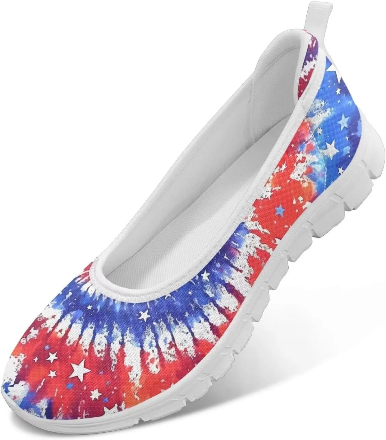Women's Mesh Flats Shoes Breathable Slip on Shoes Casual Flats Comfortable Walking Shoes White Sole