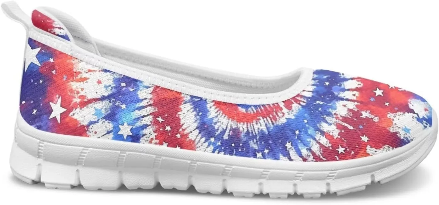 Women's Mesh Flats Shoes Breathable Slip on Shoes Casual Flats Comfortable Walking Shoes White Sole