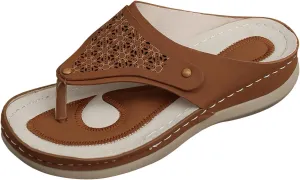 Women's Orthopedic Flip Flops Open Toe Arch Support Low Wedge Heels Sandals Plantar Fasciitis Recovery Footwear Summer Comfy Shoes Cushion Footbed Boho Slippers for Daily Wear Outdoor Indoor