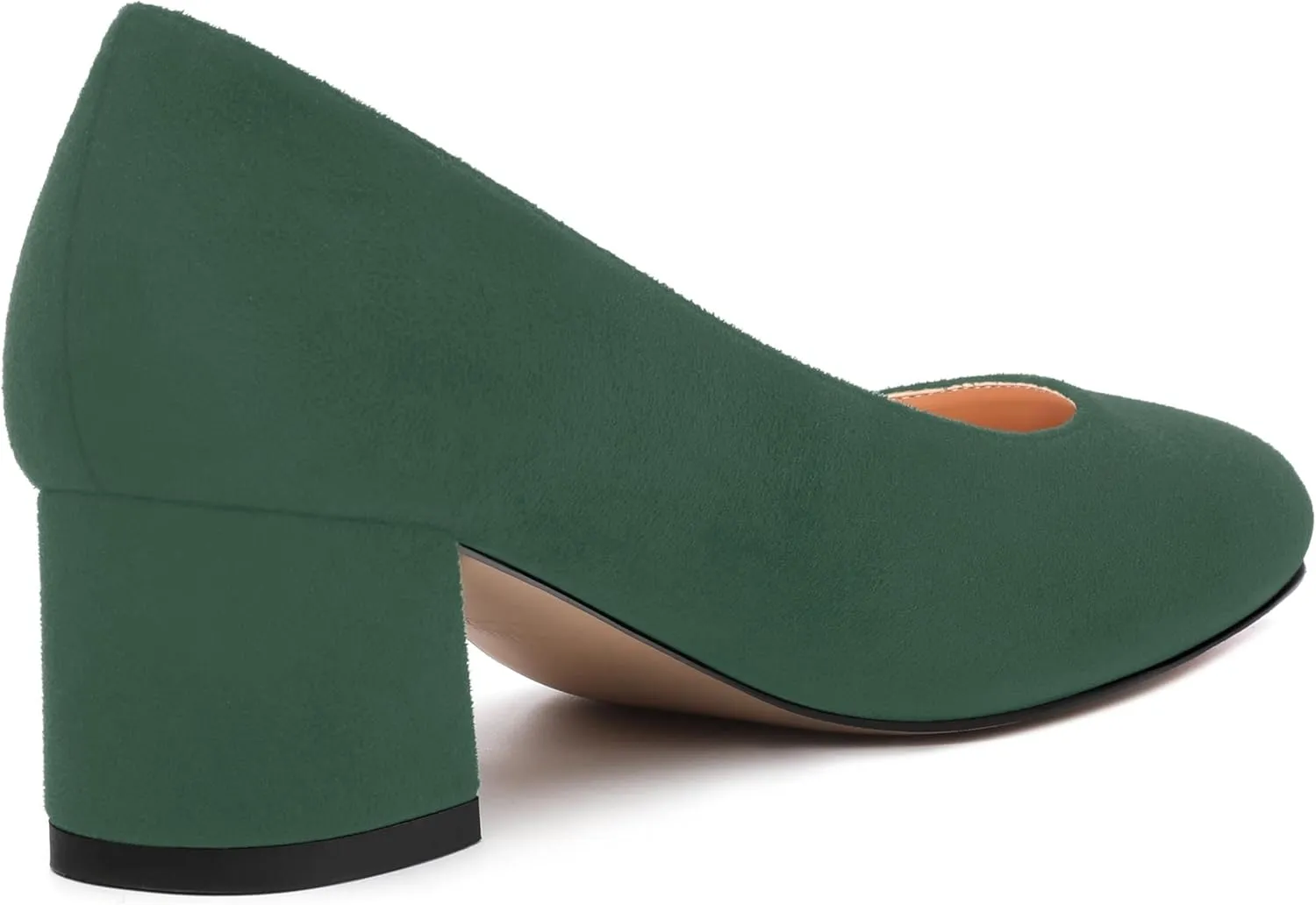 Women's Pumps, Round Closed Toe Low Chunky Heels, Fashion Slip On Comfort Solid Faux Suede Pump Shoes for Women
