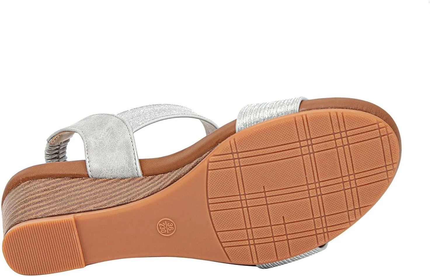 Womens Sandals Open Toe Slip On Wedge Sandals Orthotic Breathable Casual Walking Sandal With Adjustable Back Ankle Strap for Daily Wear