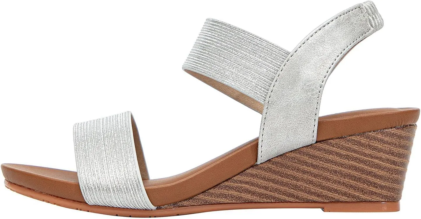 Womens Sandals Open Toe Slip On Wedge Sandals Orthotic Breathable Casual Walking Sandal With Adjustable Back Ankle Strap for Daily Wear