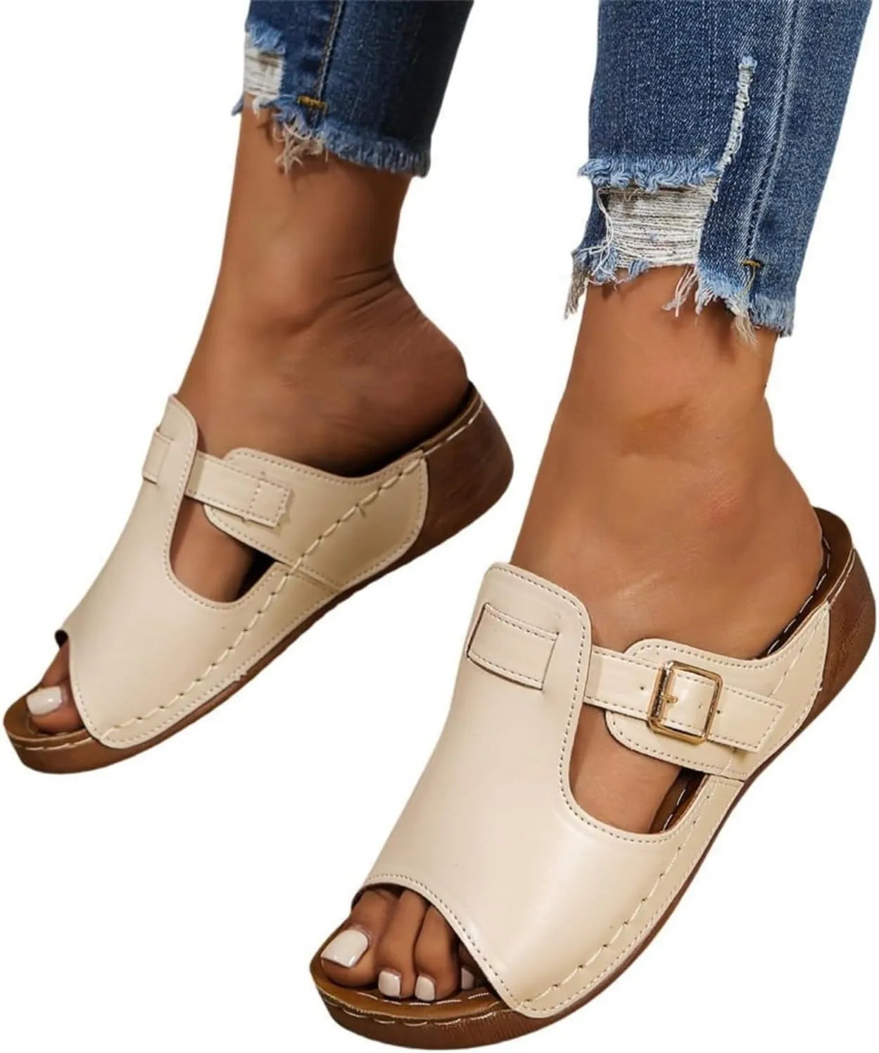 Womens Sandals Wedge Sandals Summer Beach Hollow Out Sandal 2025 Width Orthopedic Platform Open Toe Sandal