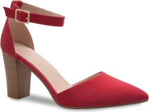 Women's Sexy D'Orsay Ankle Strap Pointed Toe Block Heel Pump - Classic, Comfortable