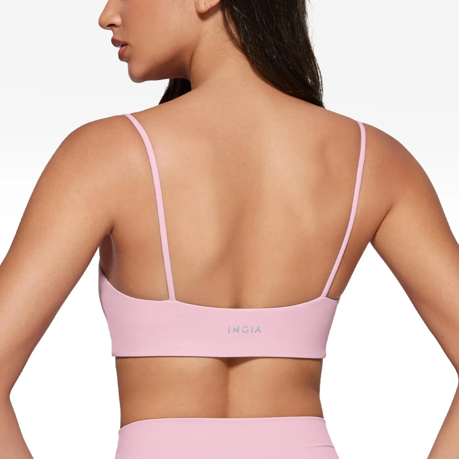 Women's Square Neck Sports Bra Spaghetti Strap Padded Cami Yoga Wireless Square Back Workout Bra Crop Top
