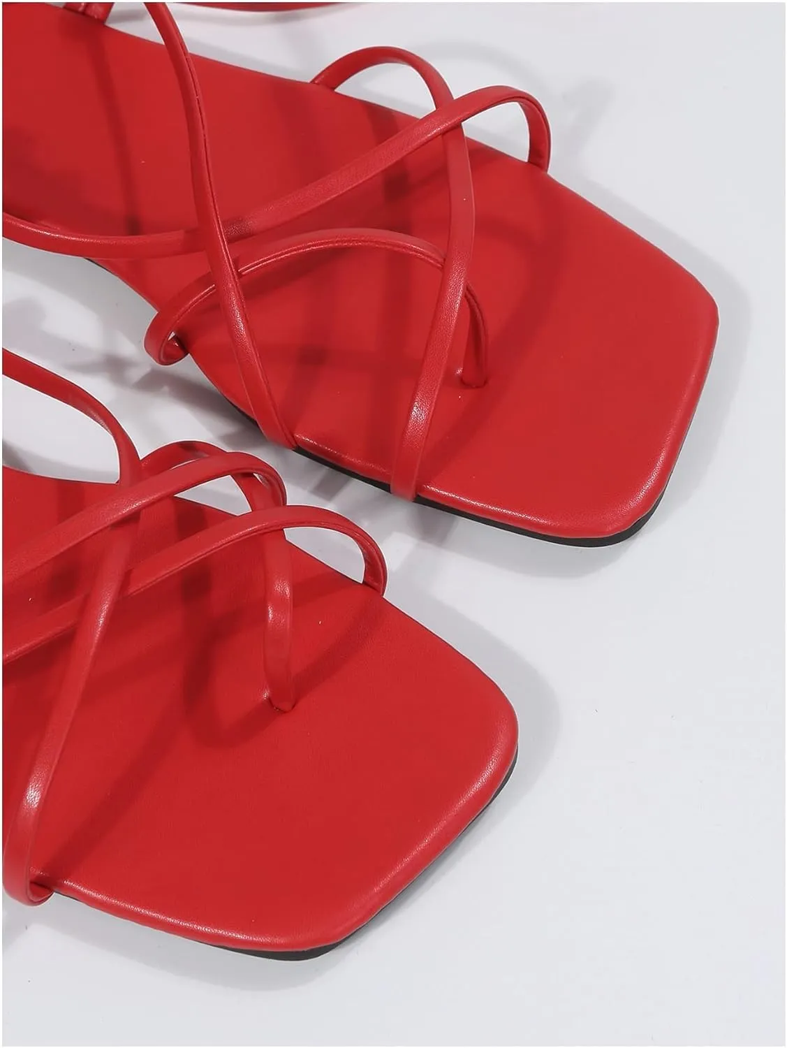 Women’s Strappy Flat Sandals – Adjustable Crisscross Ankle Wrap Summer Shoes – Minimalist Square-Toe Casual Flats (Sizes 5.5–11)