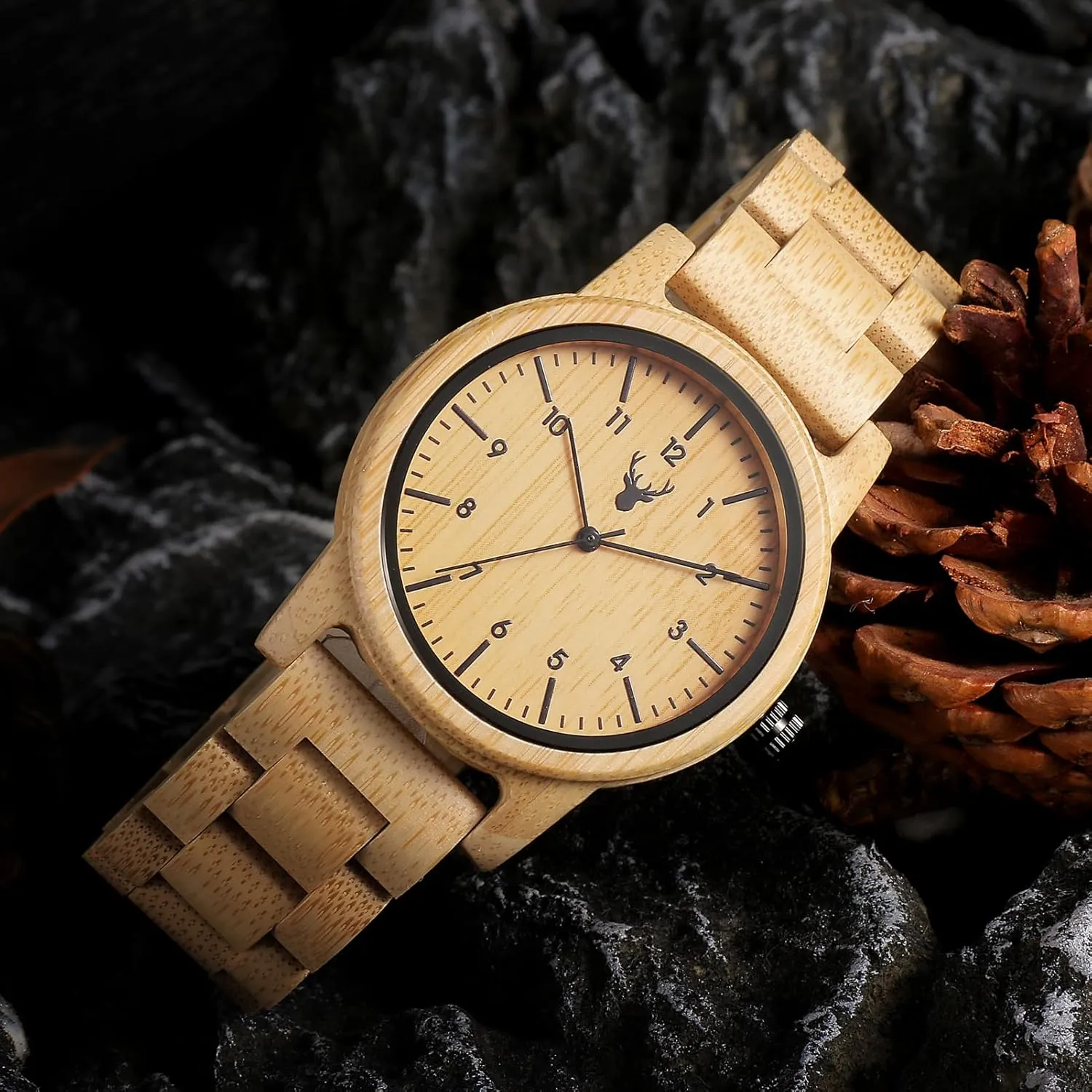 Wooden Watches Uwood Series 40 mm Unisex Natural Handmade Wood Watch with Gift Box & Band Adjustable
