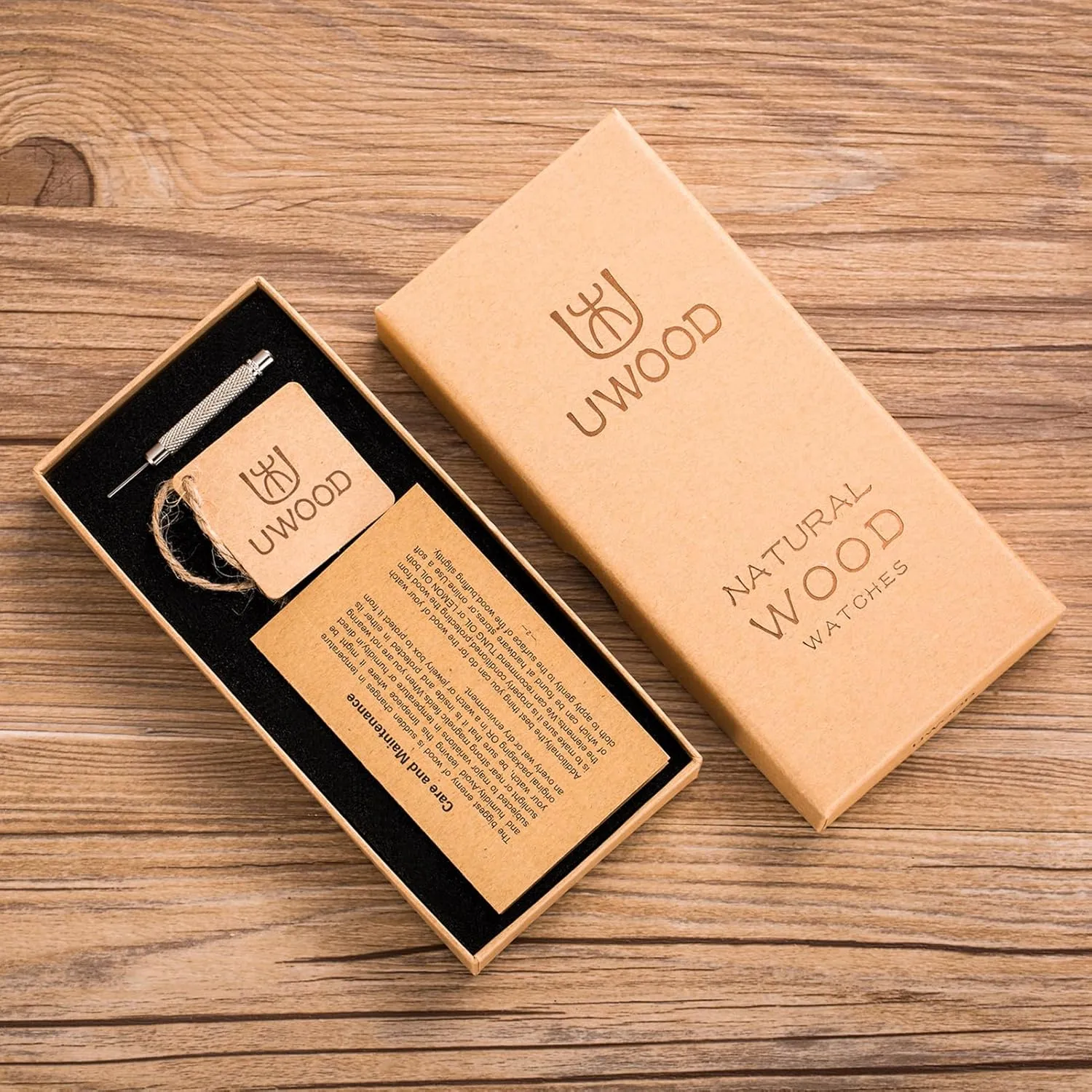 Wooden Watches Uwood Series 40 mm Unisex Natural Handmade Wood Watch with Gift Box & Band Adjustable