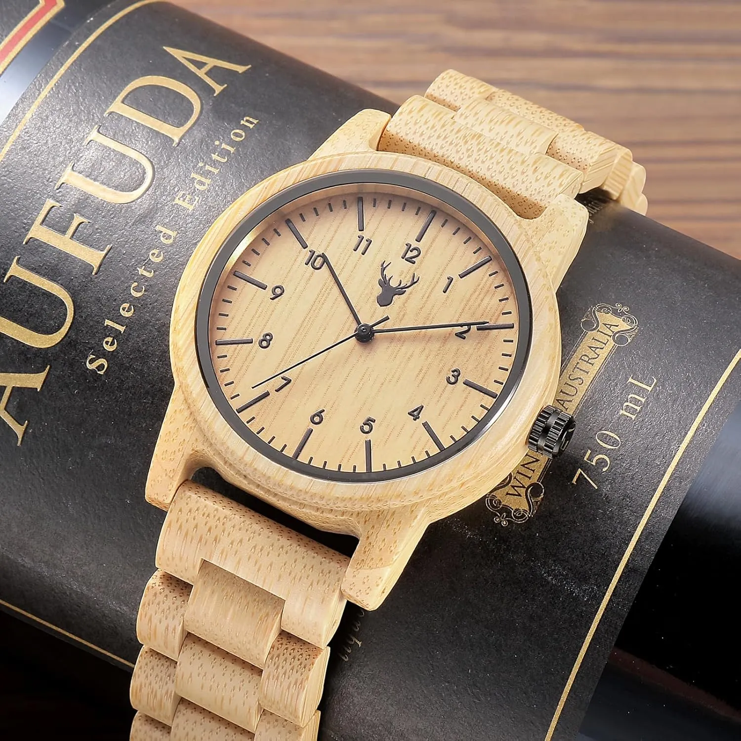 Wooden Watches Uwood Series 40 mm Unisex Natural Handmade Wood Watch with Gift Box & Band Adjustable